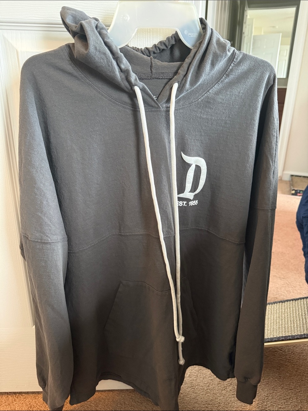 Disneyland Men's Charcoal Gray Hoodie Spirit Jersey with White Drawstrings